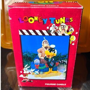 Looney Tunes Daffy Duck Christmas Figurine Candle Warner Bros 1996 Vintage + Box
